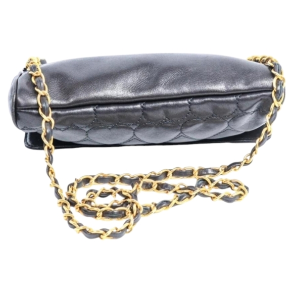 Vintage MOSCHINO Black Leather Heart Stitched Shoulder Satchel Handbag - Picture 5 of 9